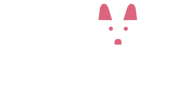 The tomotama logo showing a small fox face in one letter m.
